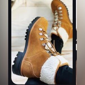 Marc Fisher suede leather and shearling camel color boots